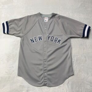 Vintage 80s New York Yankees Jersey CCM Maska MLB Baseball Gray Cat Eye Mens S/M
